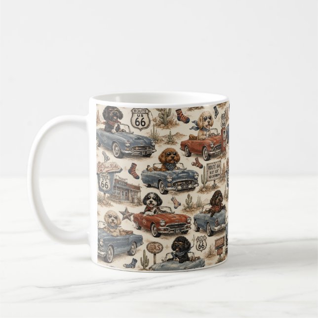 Retro Route 66 Cockapoo Tasse (Links)
