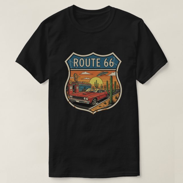 Retro Route 66 Highway T-Shirt (Design vorne)
