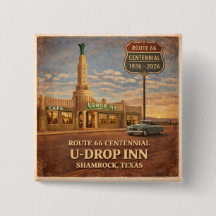 Retro Route 66 Shamrock Texas Roadside Geschenk Button