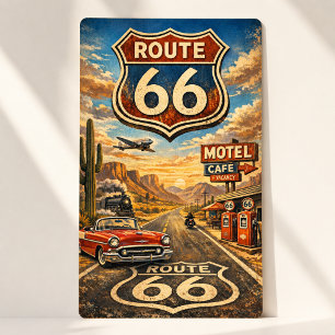 Retro Route 66 Vintage-Americana-Reiseabzeichen Rechteckiger Aufkleber