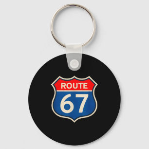 Retro Route 67 Meme Six Seven Aura Energie Nummer Schlüsselanhänger