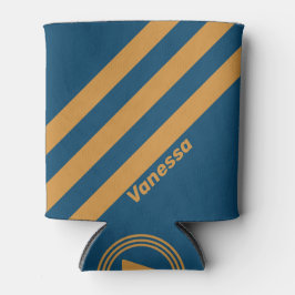 Retro Royal Gold Drei Streifen mit Namen Dosenkühler