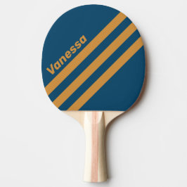Retro Royal Gold Three Angled Striping with Name Tischtennis Schläger