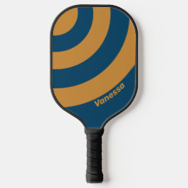 Retro Royal Gold Three Circle Streifen mit Namen Pickleball Schläger