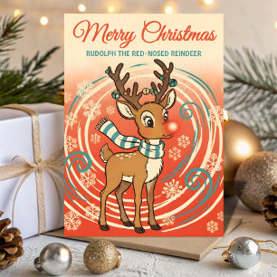Retro Rudolph im Schneesturm Weihnachten