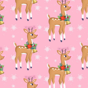Retro Rudolph Reindeer in Rosa Geschenkpapier
