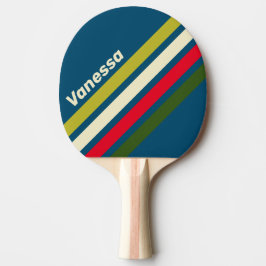 Retro Rugby abgewinkelte Streifen mit Namen Tischtennis Schläger