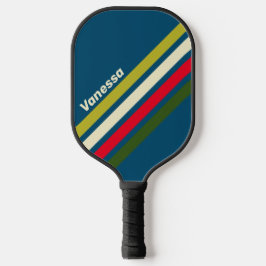 Retro Rugby Angled Striping with Name Pickleball Schläger