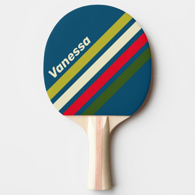 Retro Rugby Angled Striping with Name Tischtennis Schläger (Vorderseite)