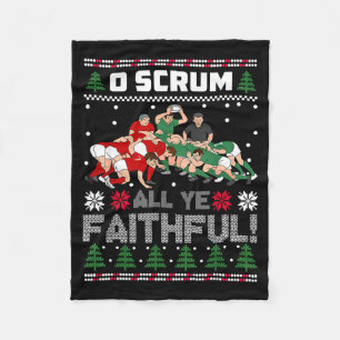 Retro Rugby O Scrum All Ye Faithful Hässlich Frohe Fleecedecke