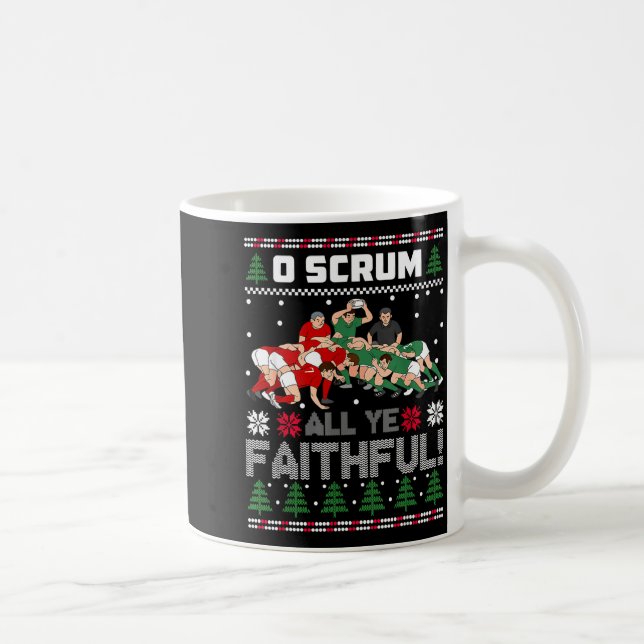 Retro Rugby O Scrum All Ye Faithful Ugly Merry Chr Kaffeetasse (Rechts)
