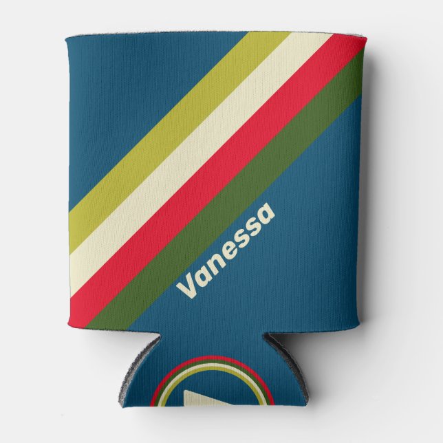 Retro Rugby Stripes with Name Dosenkühler (Vorderseite)