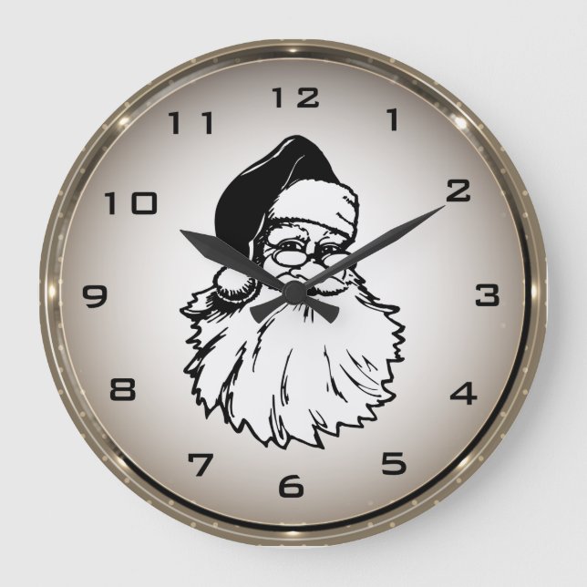 Retro runde Wanduhr Weihnachtsmanns (Vorderseite)