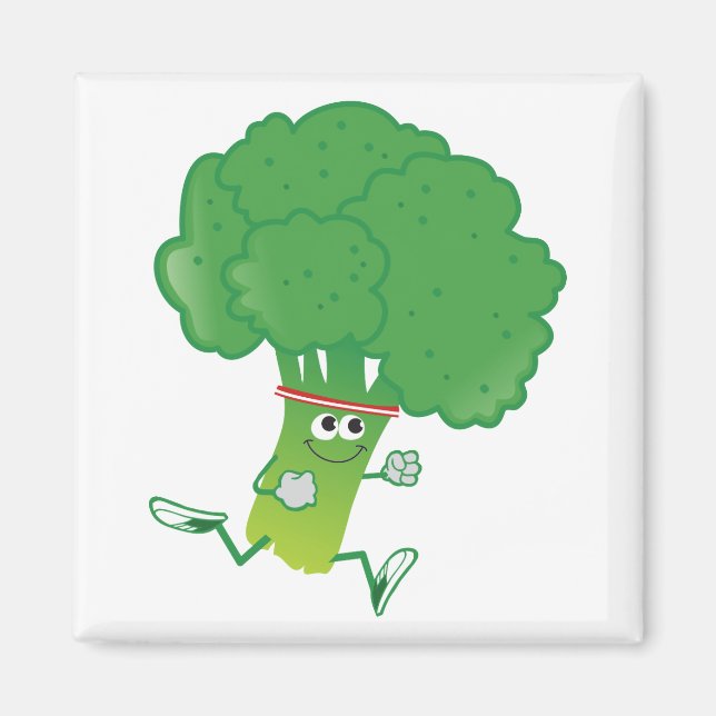 Retro Running Broccoli Magnet (Vorne)