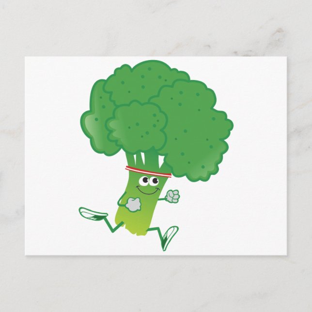 Retro Running Broccoli Postkarte (Vorderseite)