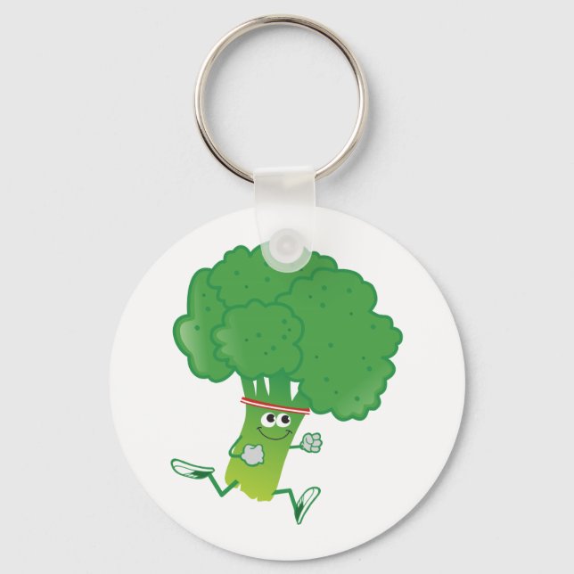 Retro Running Broccoli Schlüsselanhänger (Vorderseite)