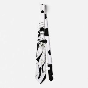 Retro-Runway-Modell, Vintage-Art-Déco-Mode Krawatte