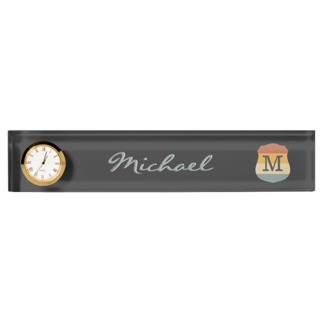 Retro Rustic Multicolor Ombre Name Monogram Namensplakette (Vorderseite)