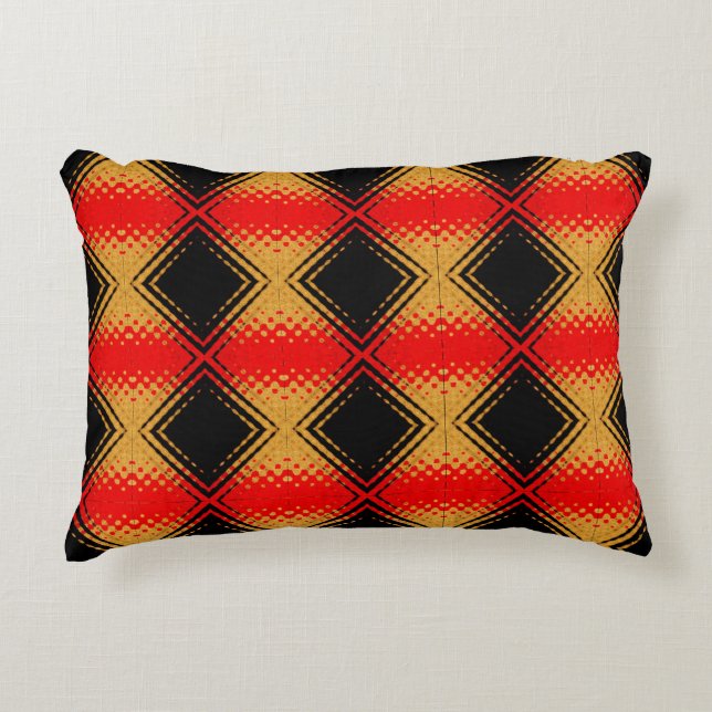Retro Rustic Red Black Gold Muster Dekokissen (Vorderseite)