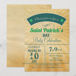 Retro-Rustikal-Vintage-St.-Patricks-Tag-Party Einladung