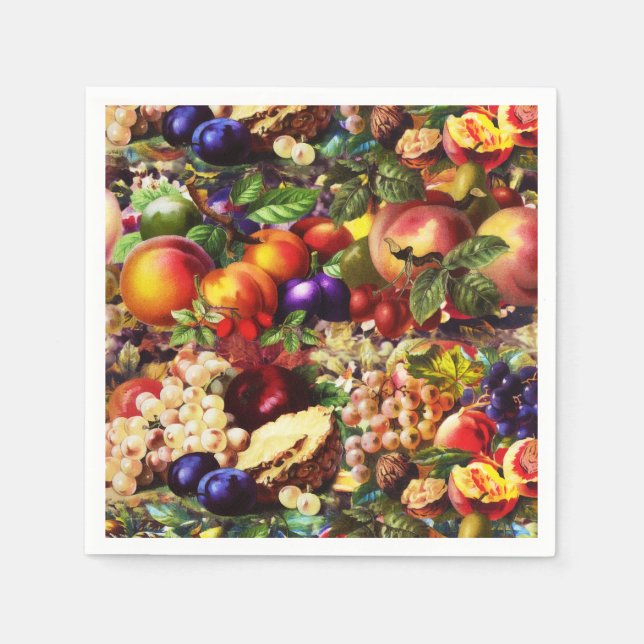 Retro Rustikale Sommer Tropisches Obst Gemüse Serviette (Vorderseite)