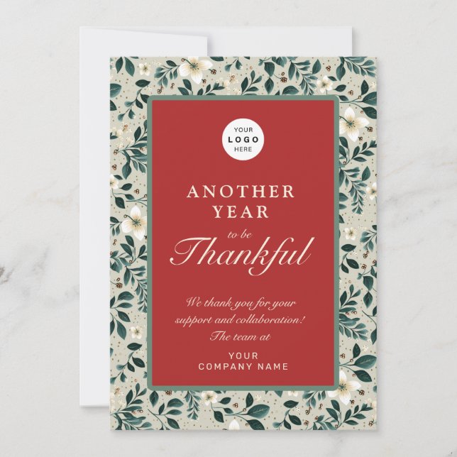 Retro rustikales, heilig rotes Firmenlogo Feiertagskarte (Vorderseite)