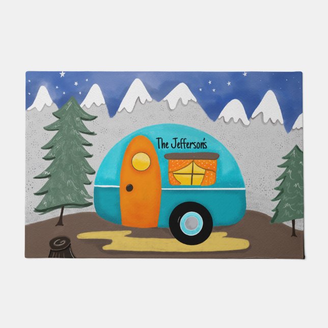 Retro RV Camper Camping Fußmatte (Vorderseite)