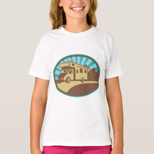 Retro-RV-Campervan-Bergabenteuer Vintage-Sonne T-Shirt