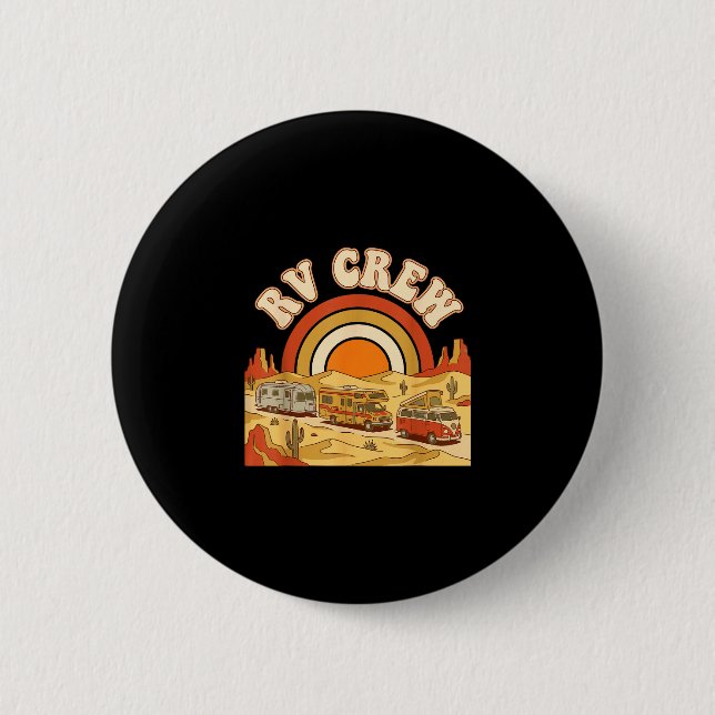 Retro-RV-Crew Familien-Camping-Straßenabenteuer  Button (Vorderseite)