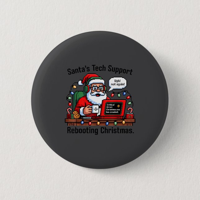 Retro s Santa Support Rebooting Tech Button (Vorderseite)