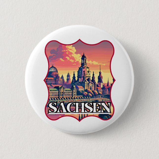 Retro Sachsen Skyline Button (Vorderseite)