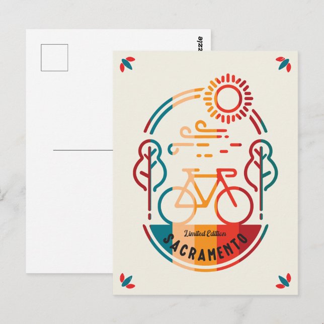 Retro Sacramento Radweg. Postkarte (Vorne/Hinten)