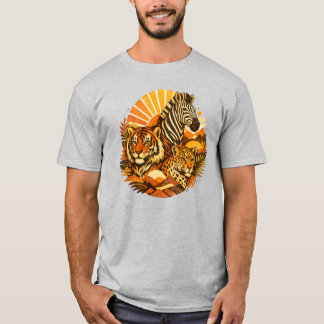 Retro-Safari-Tiermuster | Vintage-Wildlife-Boho T-Shirt