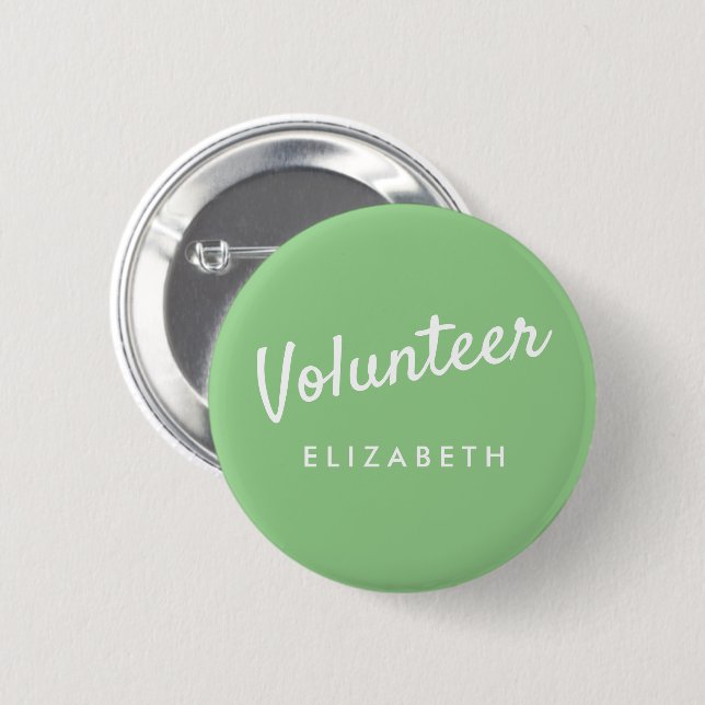 Retro Sage Green Button-back Volunteer Buttons (Vorne & Hinten)