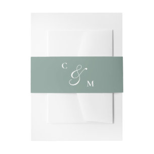 Retro Sage Green Monogram Wedding Einladungsbanderole