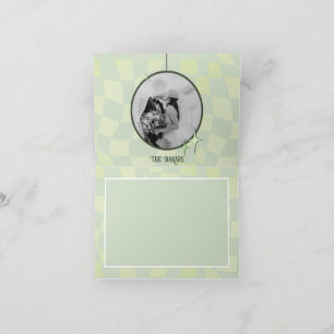 Retro Sage Green Wedding Danke Card Disco