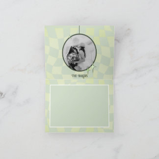 Retro Sage Green Wedding Danke Card Disco