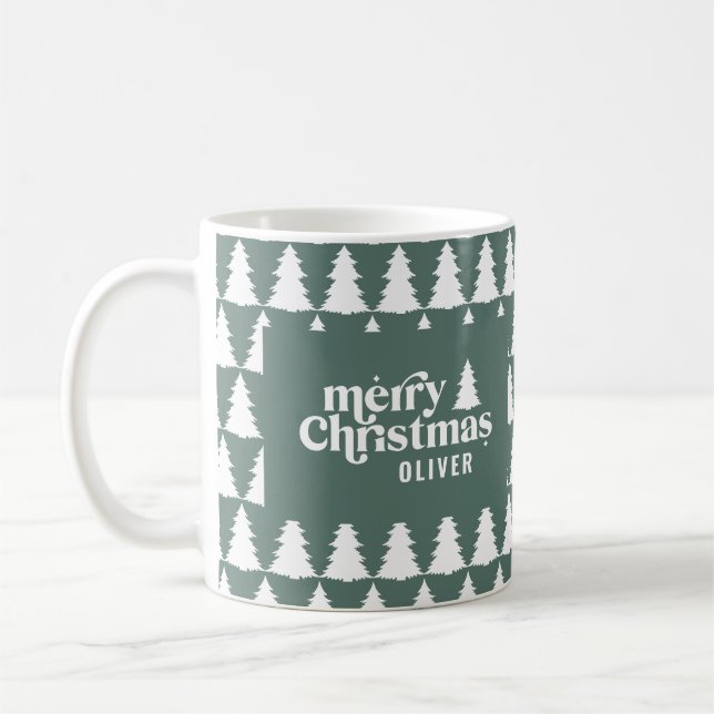 Retro Sage Grüne Weihnachten Moderne Minimal einzi Kaffeetasse (Links)