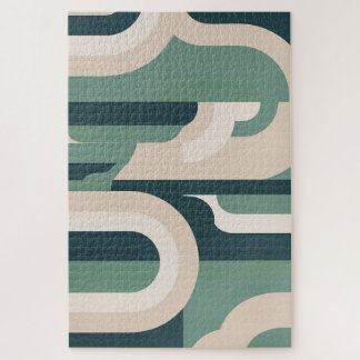 Retro Sage Nebel | Mid-Century-Modern-Puzzle Puzzle