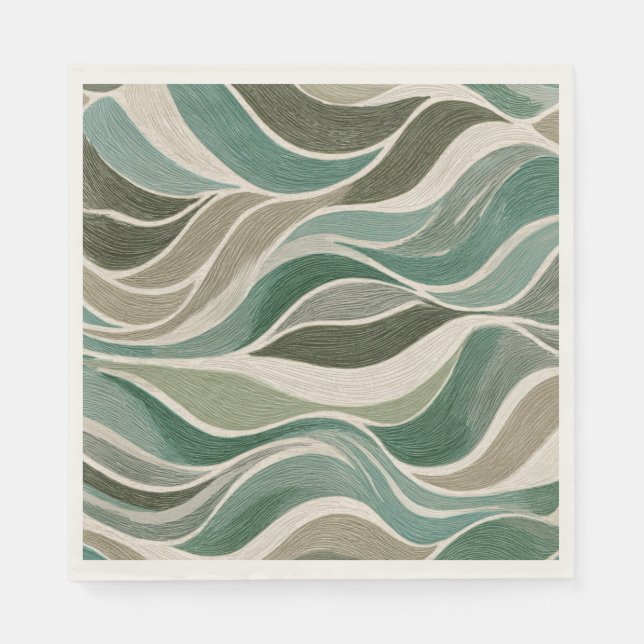 Retro-Sage-Wavy-Line-Servietten Serviette (Vorderseite)