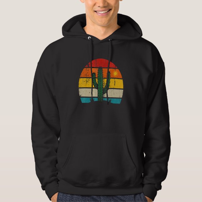 Retro Saguaro Cactus Cactus Sunset Opuntia Cactace Hoodie (Vorderseite)