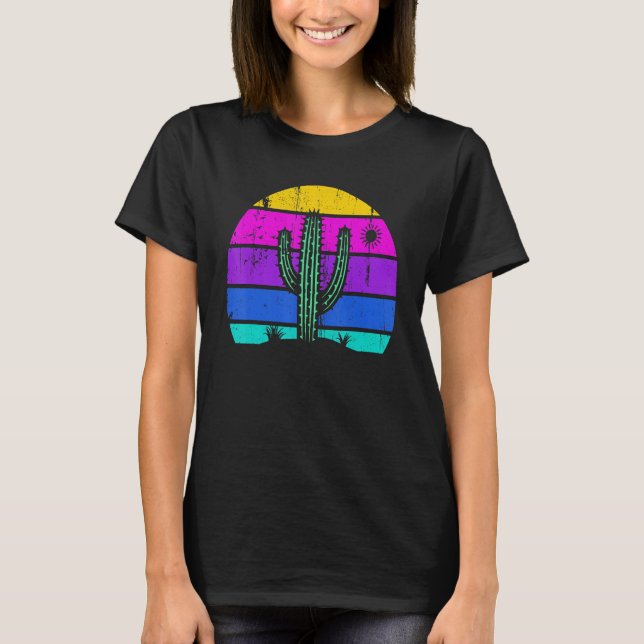 Retro Saguaro Cactus Cactus Sunset Opuntia Cactace T-Shirt (Vorderseite)