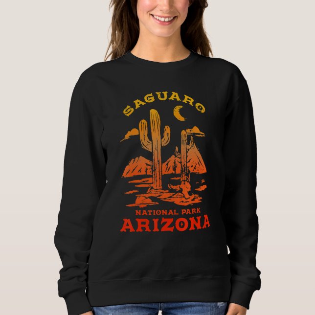 Retro Saguaro Cactus Moon Arizona National Park Sweatshirt (Vorderseite)