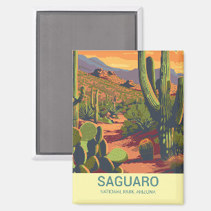 Retro Saguaro Landschaftlich View Magnet