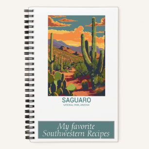 Retro Saguaro Panoramablick Rezeptnotizbuch Notizbuch