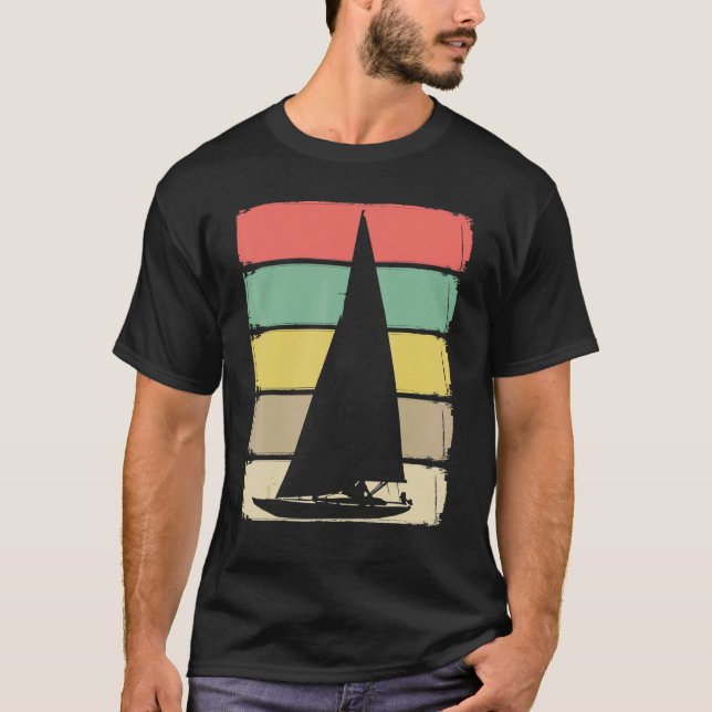 Retro Sailboat Skipper Ship Catamaran Yacht Sail S T-Shirt (Vorderseite)