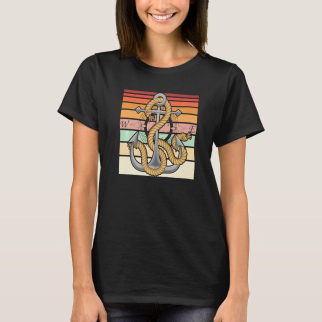 Retro Sailor Anchor Sailing   T-Shirt (Vorderseite)