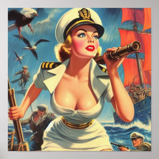Retro Sailor-Button Poster (Vorne)