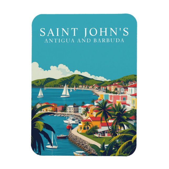 Retro Saint John's Antigua Travel Souvenir Magnet (Vertikal)