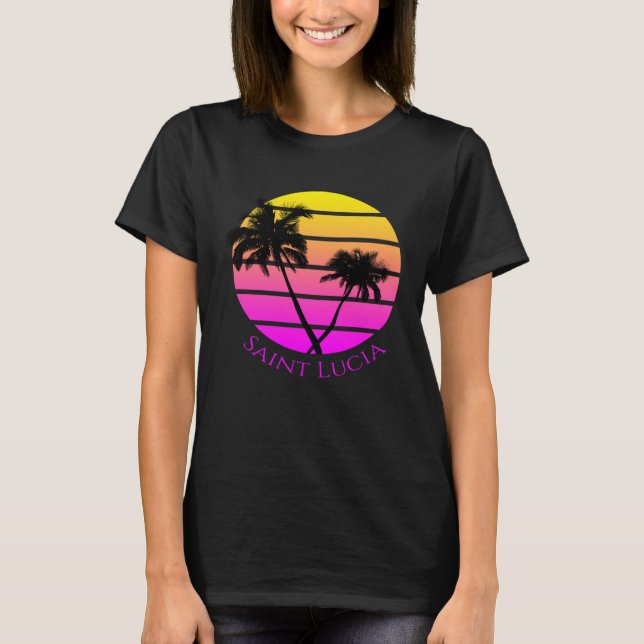 Retro Saint Lucia Beach T-Shirt (Vorderseite)